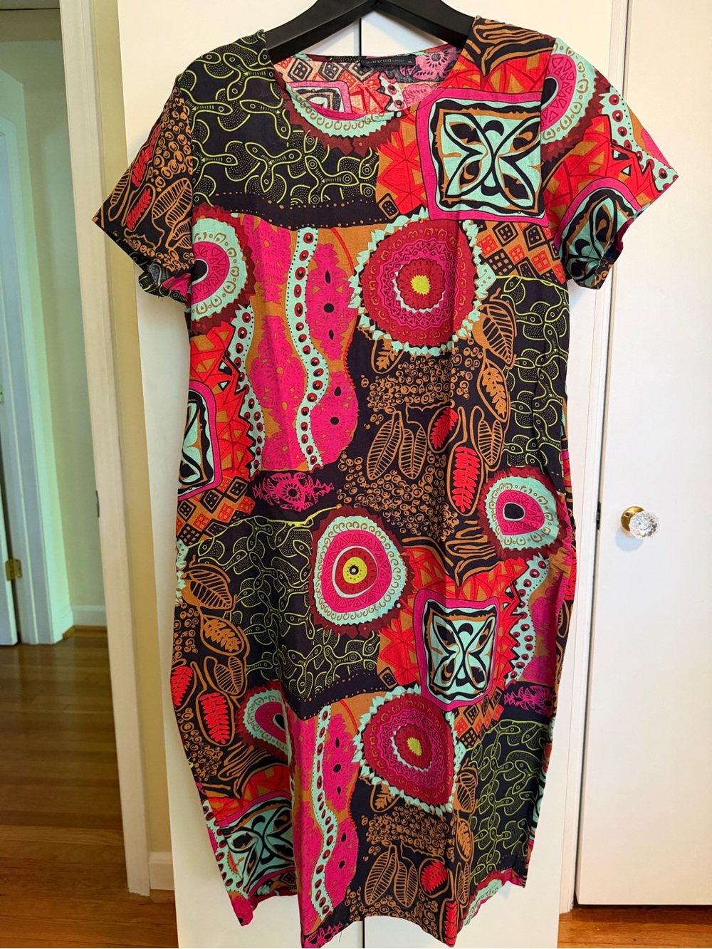 Women’s Multicolor Vintage Short Sleeve Shift Dress